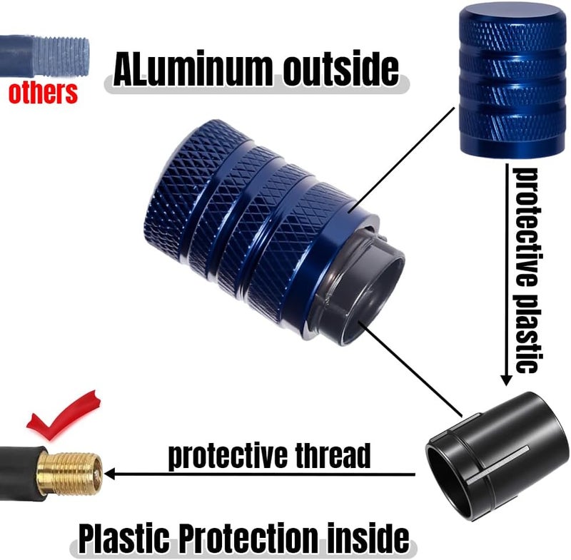 SYSDTTD 4-Piece Anodized Aluminum-Plastic Composite Tire Valve Stem Caps with Integrated Plastic Sleeve,Corrosion-Resistant and Universal Fit,Suitable for Cars, Trucks, and Motorcycles (Blue) - Image 4